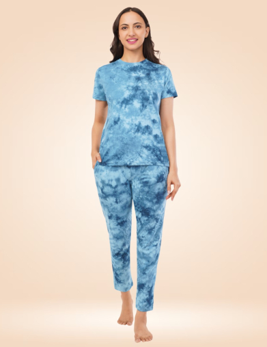 Blue Coral Tie-Dye Pyjama Set