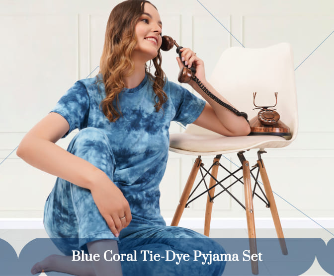 Blue Coral Tie-Dye Pyjama Set