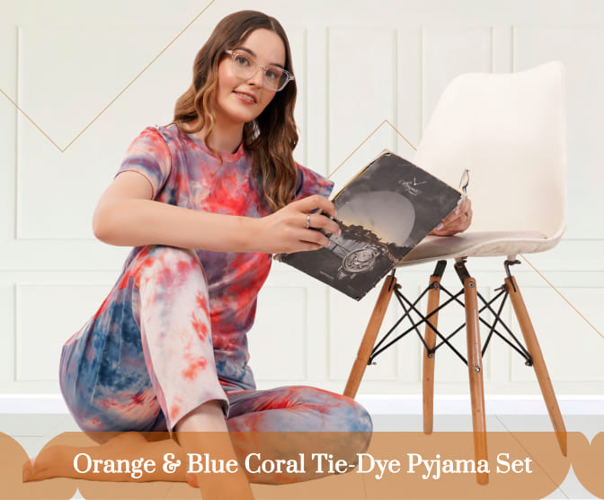 Orange & Blue Coral Tie-Dye Pyjama Set